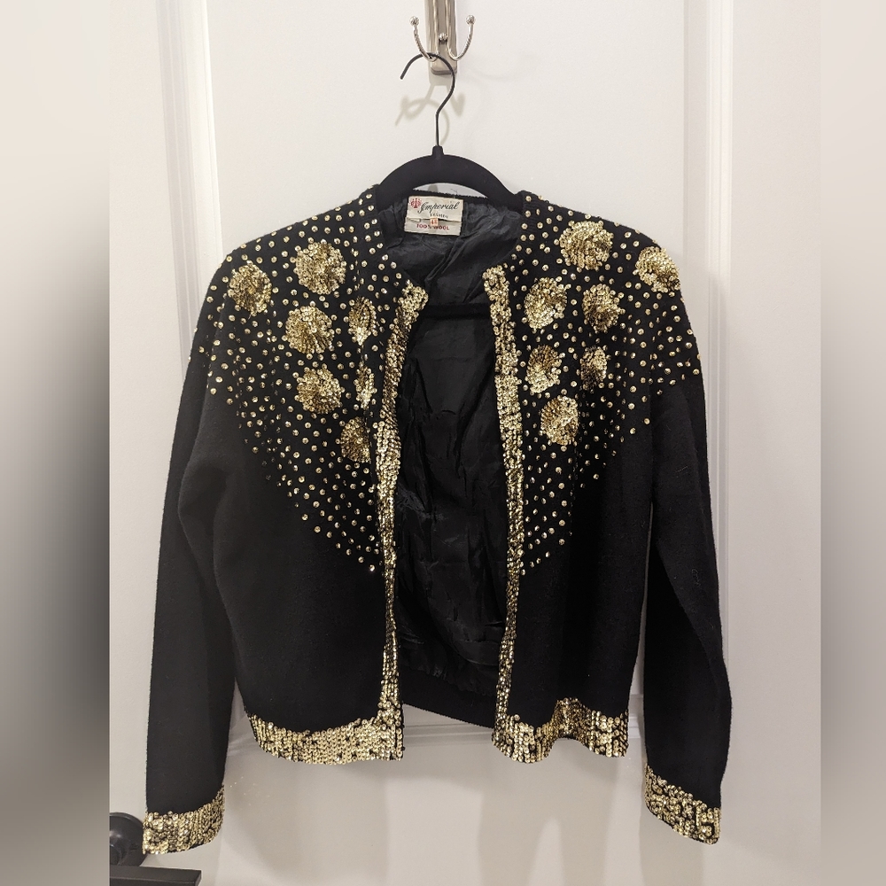 Vintage Wool Black and Gold sweater
